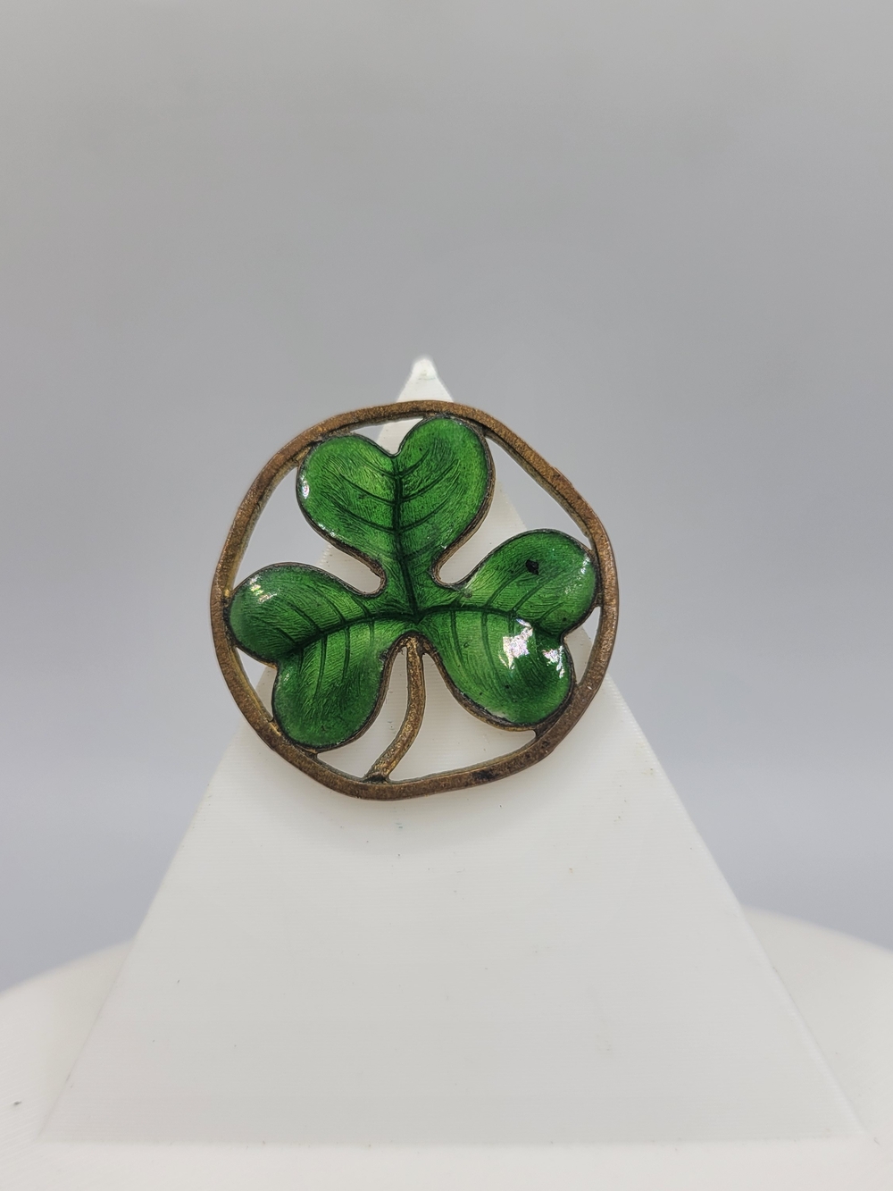 Vintage Green Clover Enamel Accent
